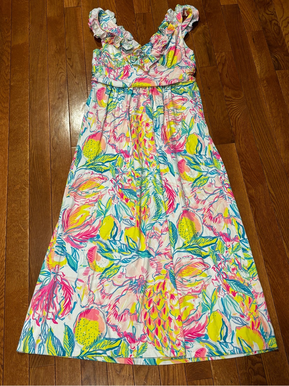 Lilly Pulitzer Bright Pink, Yellow & Blue Tropical Print Dress - Picture 1 of 8